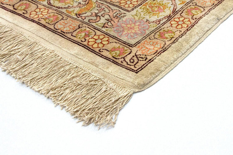 Zijden tapijt - Hereke Silk - Premium - 100 x 64 cm - beige