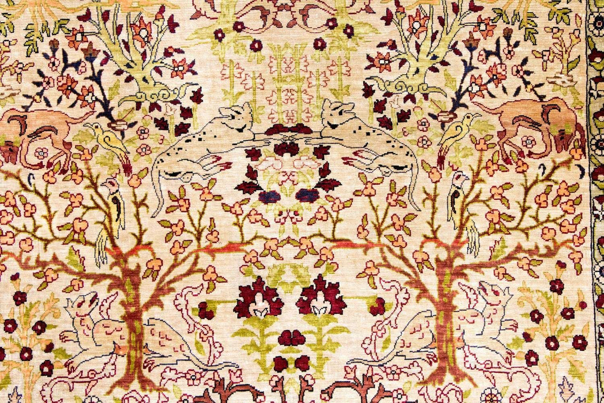 Zijden tapijt - Hereke Silk - Premium - 150 x 92 cm - beige
