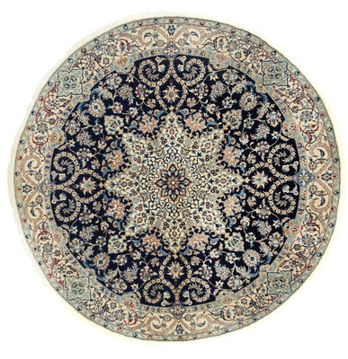 Perzisch tapijt - Nain - Koninklijk rond  - 210 x 210 cm - donkerblauw