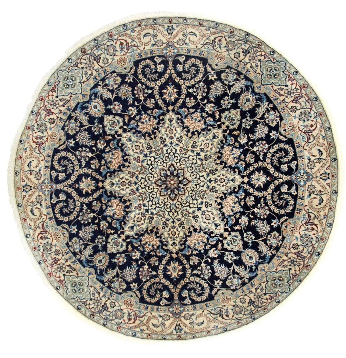 Perzisch tapijt - Nain - Koninklijk rond  - 210 x 210 cm - donkerblauw