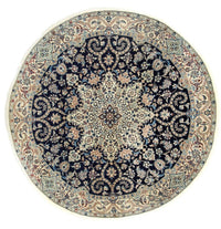 Perzisch tapijt - Nain - Koninklijk rond  - 210 x 210 cm - donkerblauw