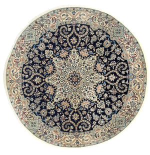 Perzisch tapijt - Nain - Koninklijk rond  - 210 x 210 cm - donkerblauw