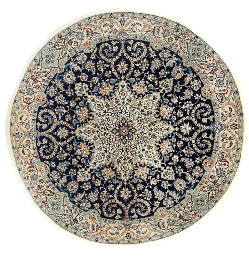 Perzisch tapijt - Nain - Koninklijk rond  - 210 x 210 cm - donkerblauw