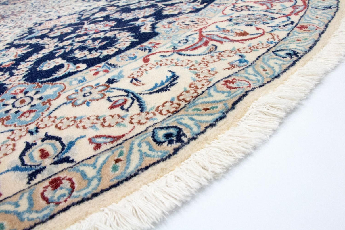 Perzisch tapijt - Nain - Koninklijk rond  - 210 x 210 cm - donkerblauw