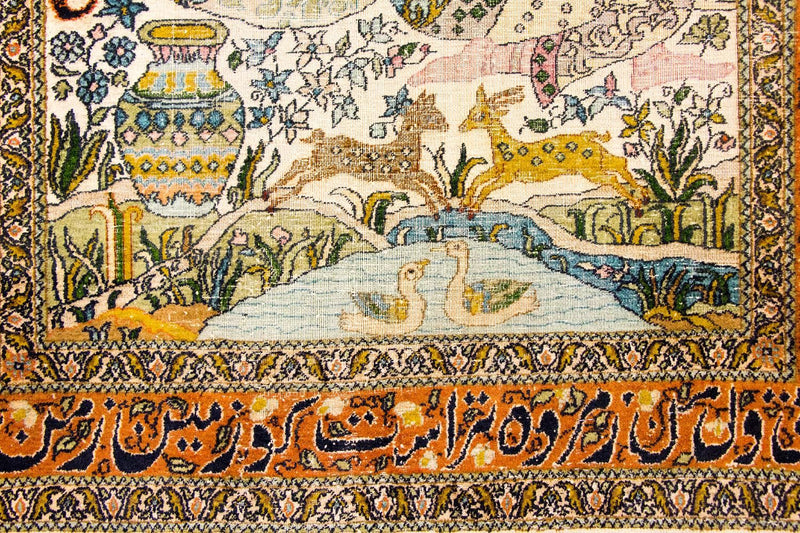 Zijden tapijt - Kashmir Silk - 150 x 92 cm - veelkleurig