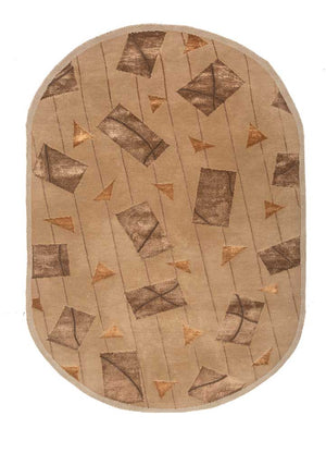 Wollen tapijt ovaal  - 240 x 150 cm - beige