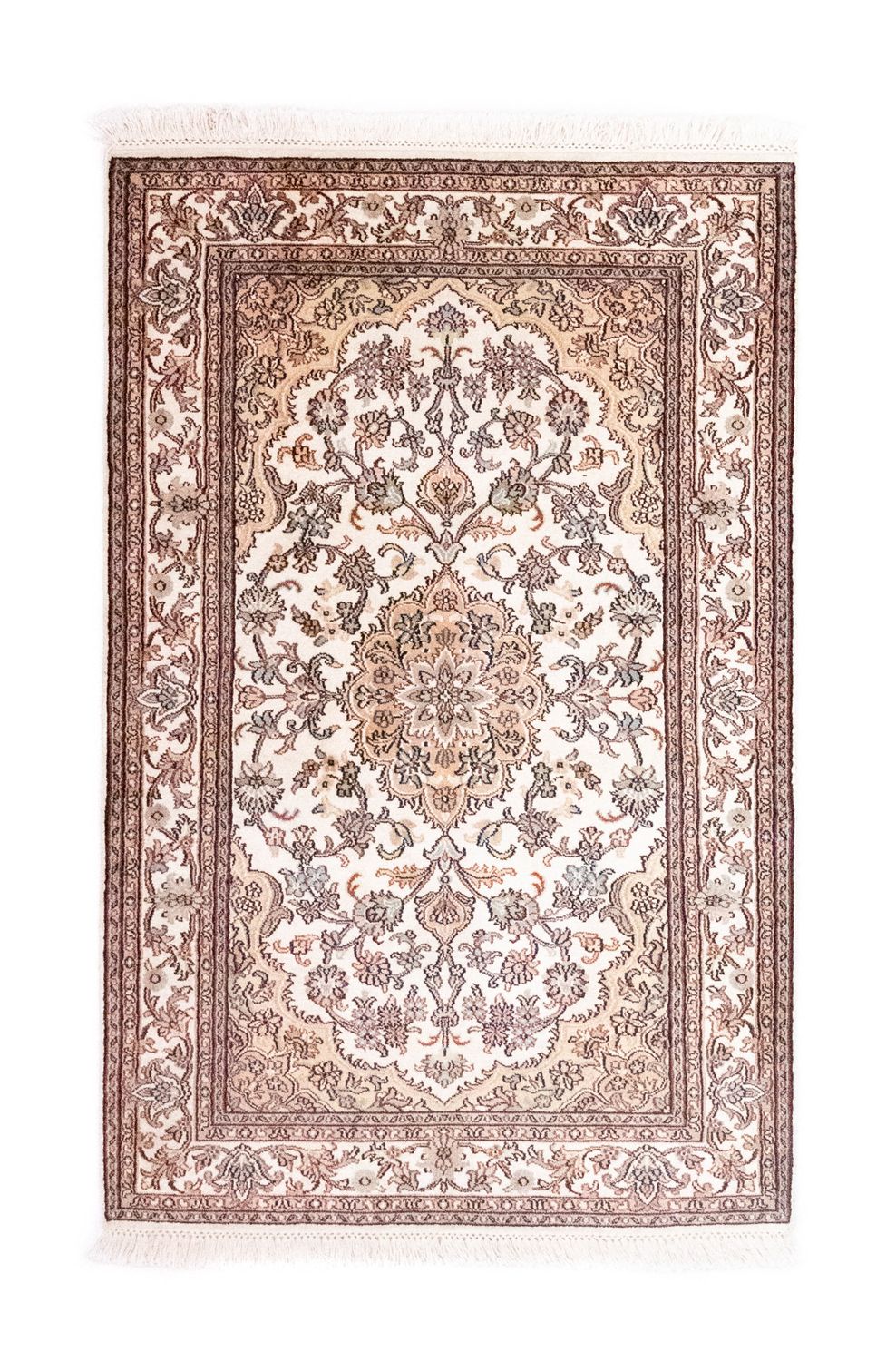 Zijden tapijt - Kashmir Silk - 125 x 80 cm - beige