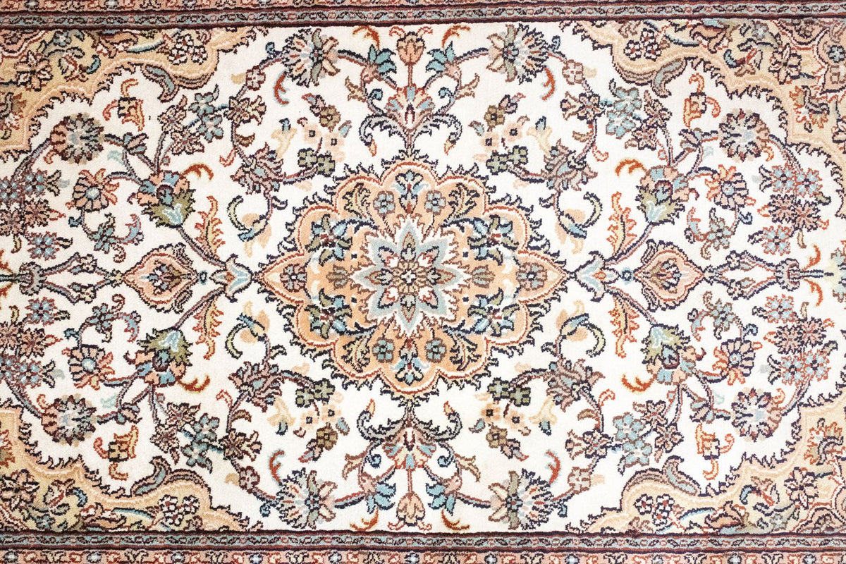 Zijden tapijt - Kashmir Silk - 125 x 80 cm - beige