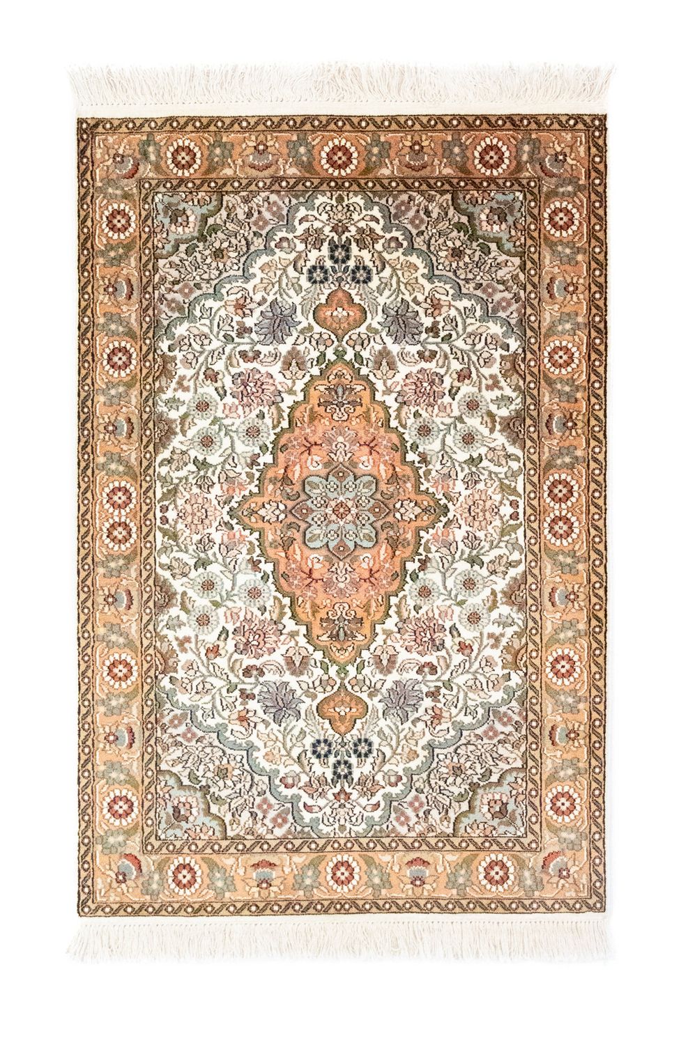 Zijden tapijt - Kashmir Silk - 120 x 80 cm - beige