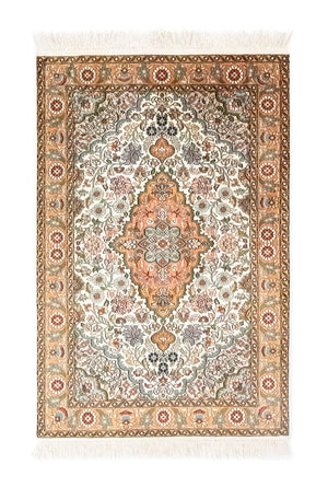 Zijden tapijt - Kashmir Silk - 120 x 80 cm - beige