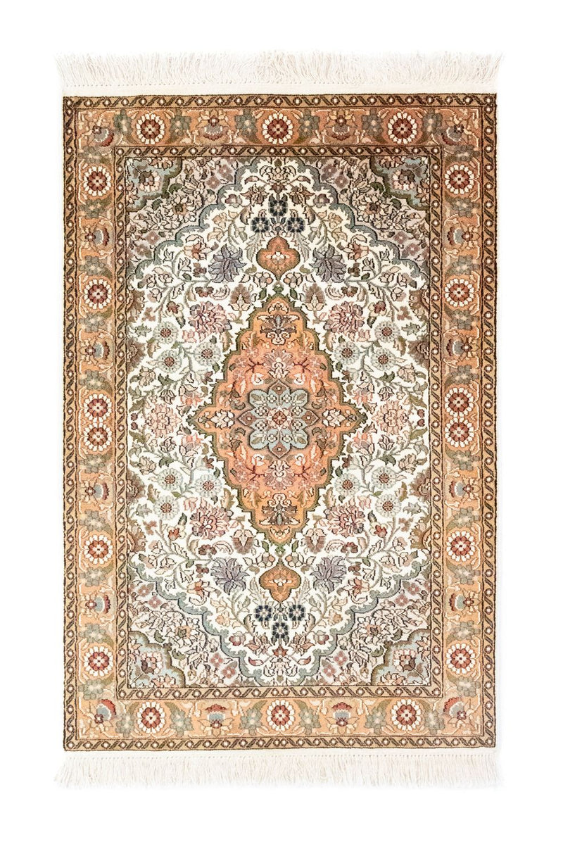 Zijden tapijt - Kashmir Silk - 120 x 80 cm - beige
