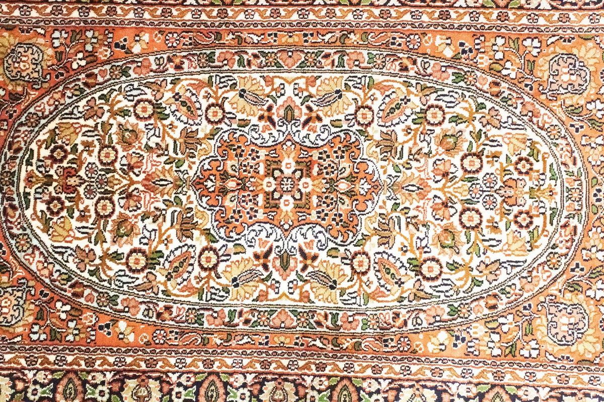 Zijden tapijt - Kashmir Silk - 125 x 83 cm - oranje