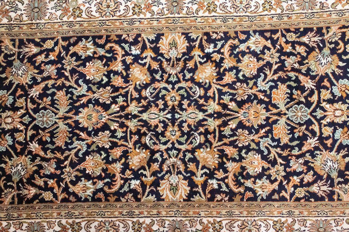 Zijden tapijt - Kashmir Silk - 127 x 74 cm - blauw