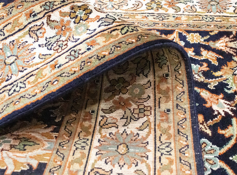 Zijden tapijt - Kashmir Silk - 127 x 74 cm - blauw