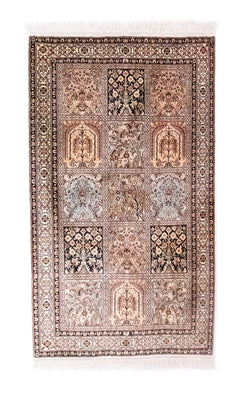 Zijden tapijt - Kashmir Silk - 135 x 78 cm - veelkleurig