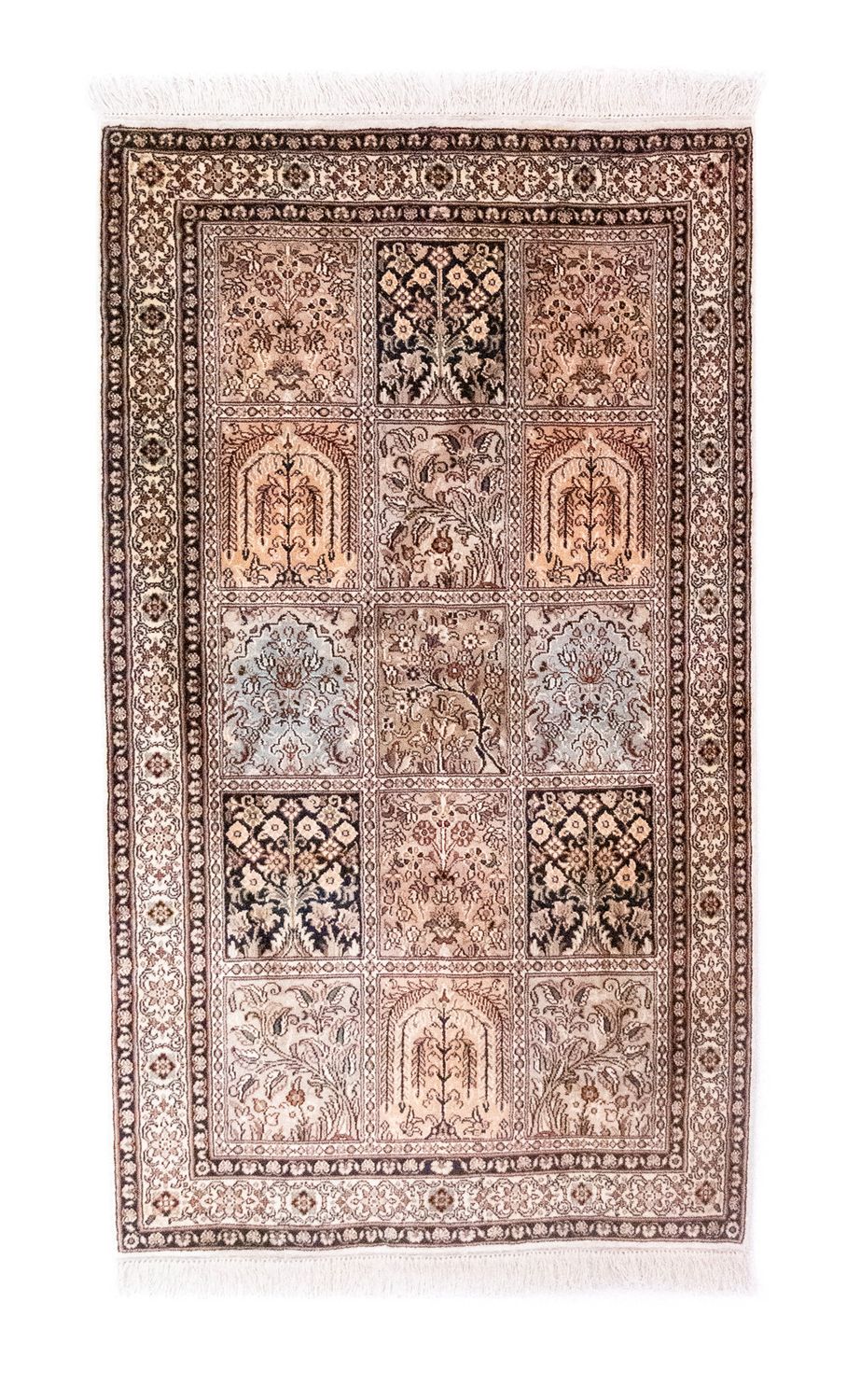 Zijden tapijt - Kashmir Silk - 135 x 78 cm - veelkleurig