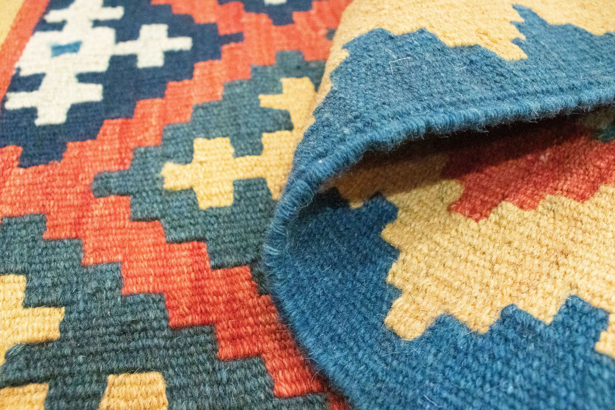 Kelim tapijt - Oosters - 90 x 64 cm - oranje