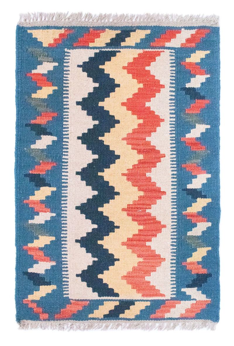 Kelim tapijt - Oosters - 91 x 61 cm - blauw