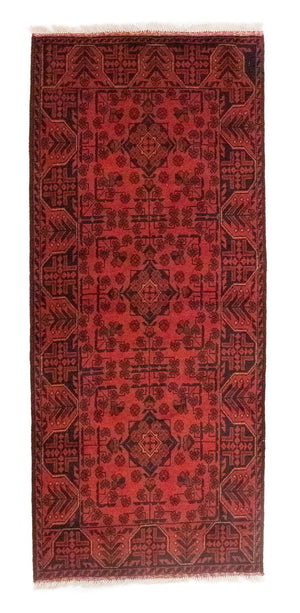 Loper Afghaans tapijt - Kunduz - 189 x 75 cm - rood