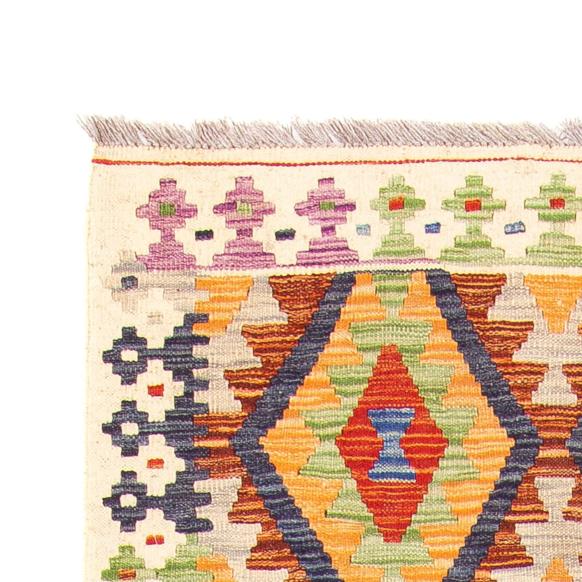 Loper Kelim tapijt - Splash - 305 x 81 cm - beige