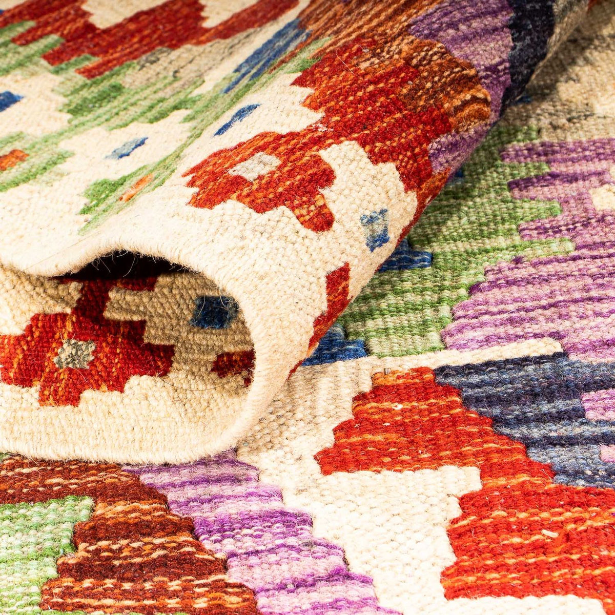 Loper Kelim tapijt - Splash - 305 x 81 cm - beige