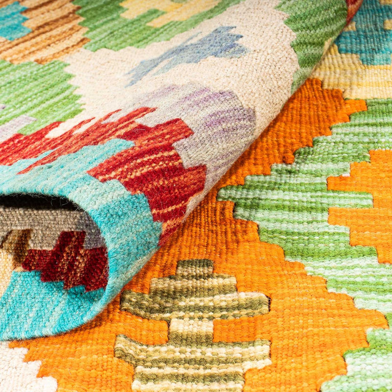 Kelim tapijt - Splash - 254 x 174 cm - turkoois