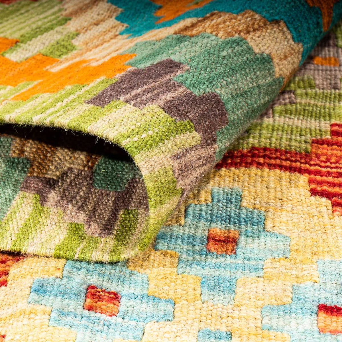 Kelim tapijt - Splash - 205 x 155 cm - groen