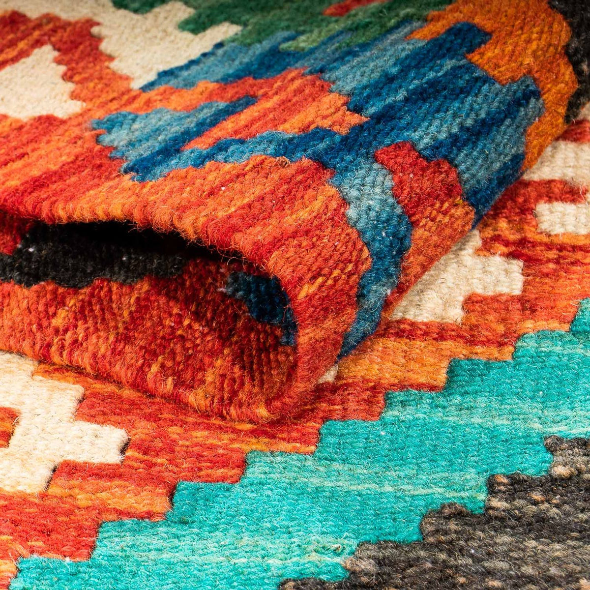 Kelim tapijt - Splash - 128 x 86 cm - roest