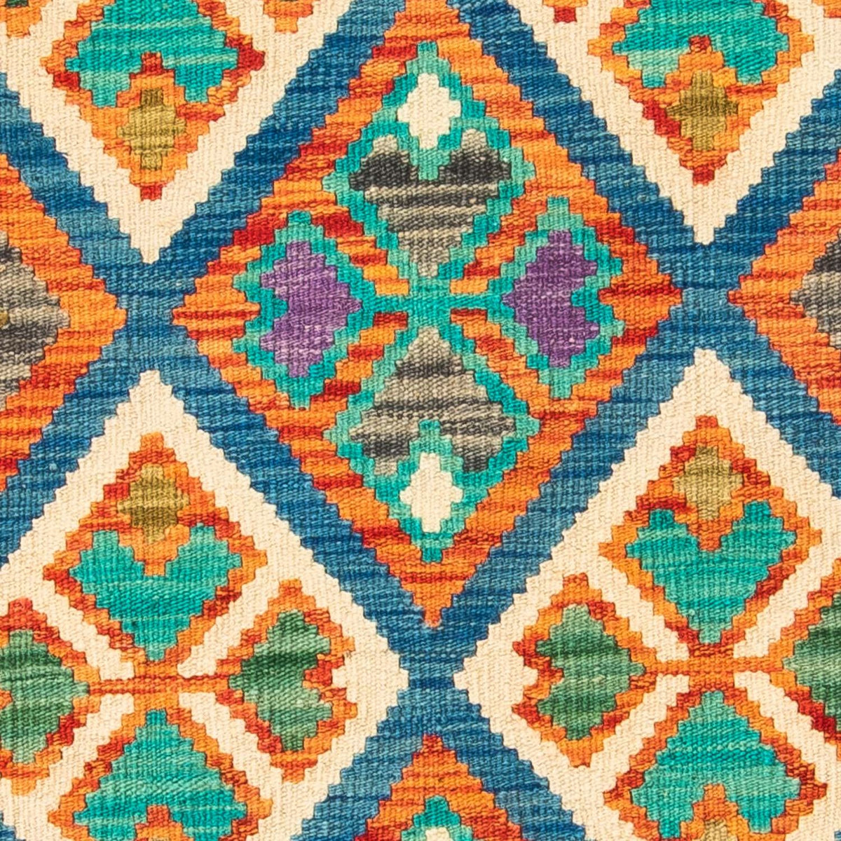 Kelim tapijt - Splash - 115 x 92 cm - blauw