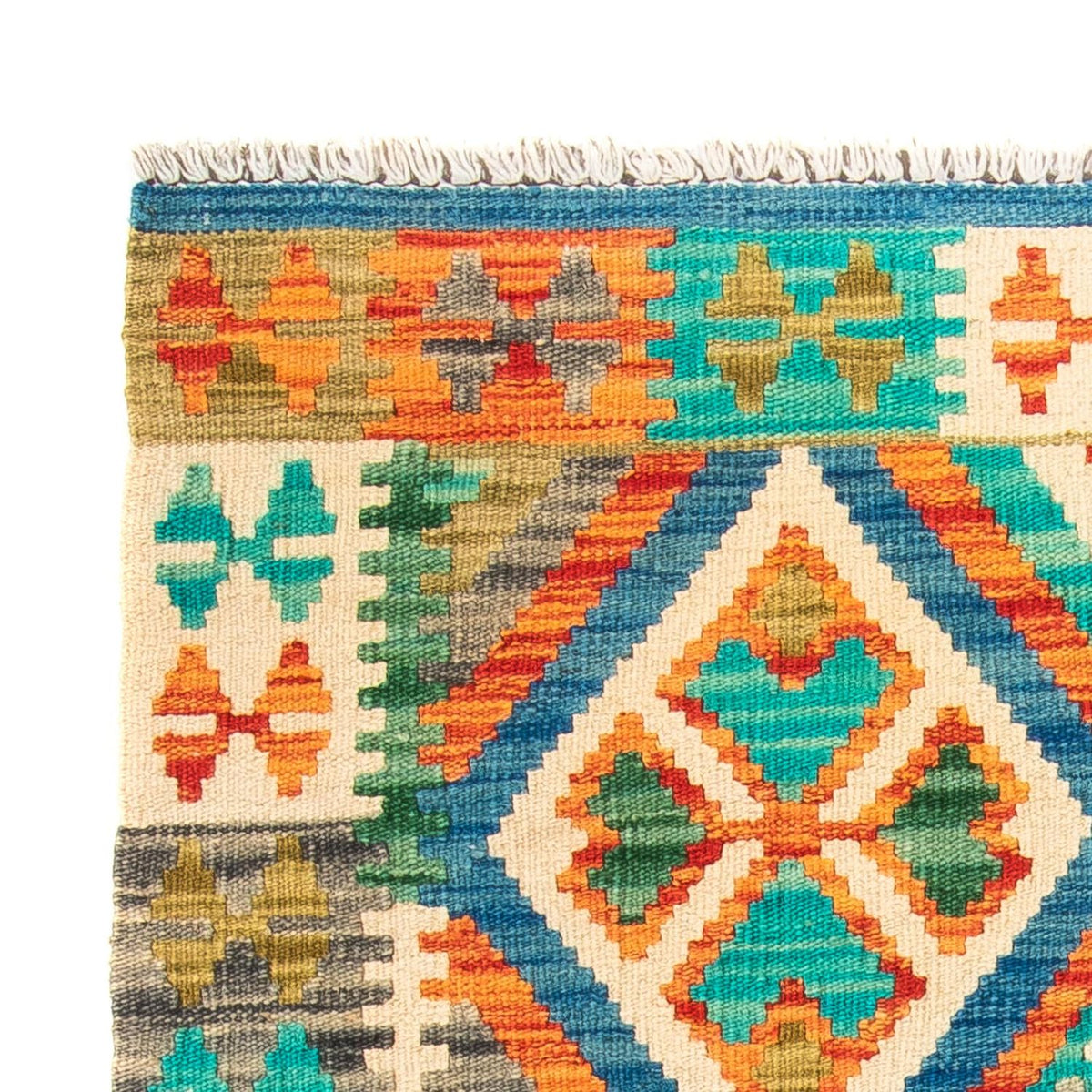 Kelim tapijt - Splash - 115 x 92 cm - blauw