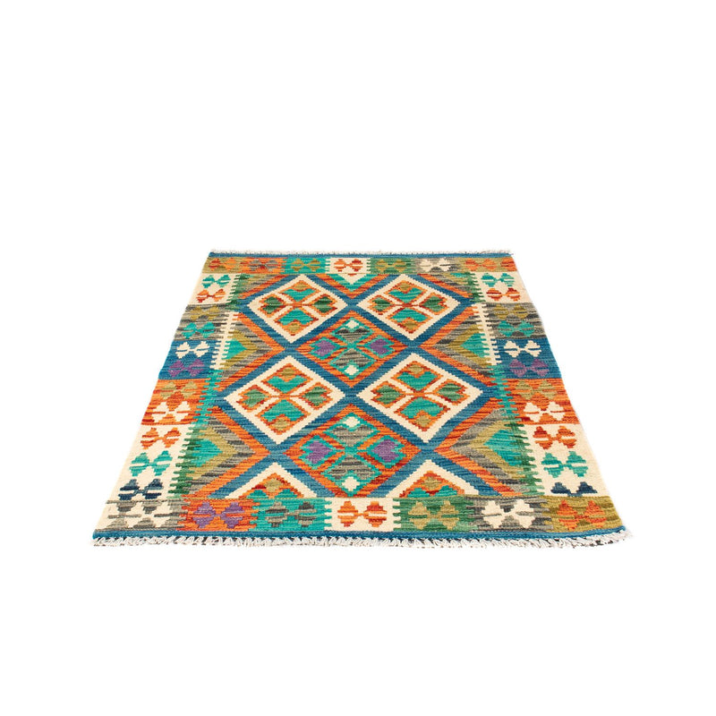 Kelim tapijt - Splash - 115 x 92 cm - blauw