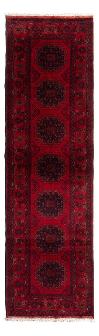 Loper Afghaans tapijt - Kunduz - 295 x 82 cm - donkerrood