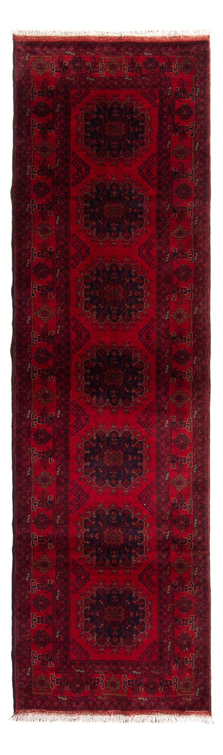 Loper Afghaans tapijt - Kunduz - 295 x 82 cm - donkerrood
