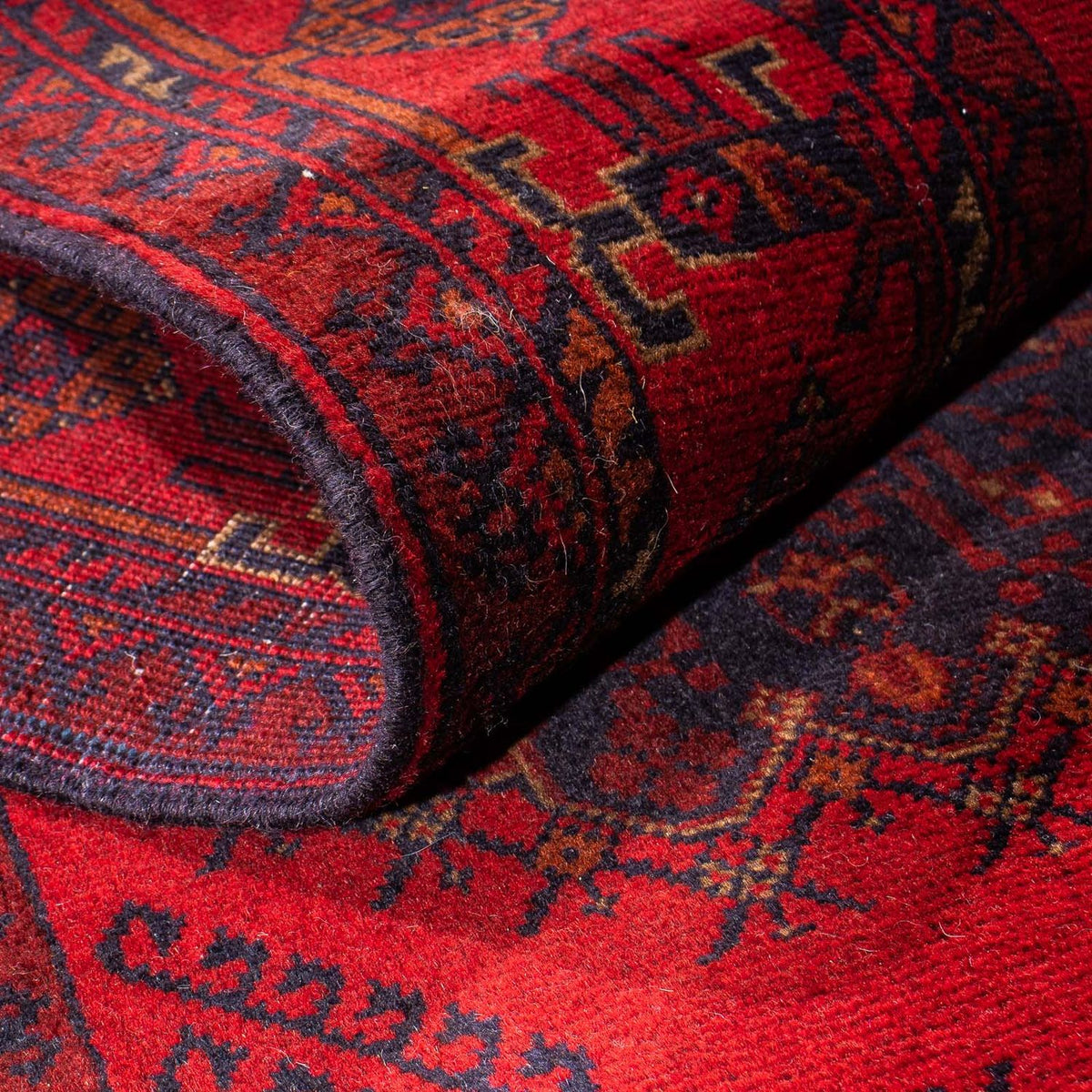 Loper Afghaans tapijt - Kunduz - 295 x 82 cm - donkerrood