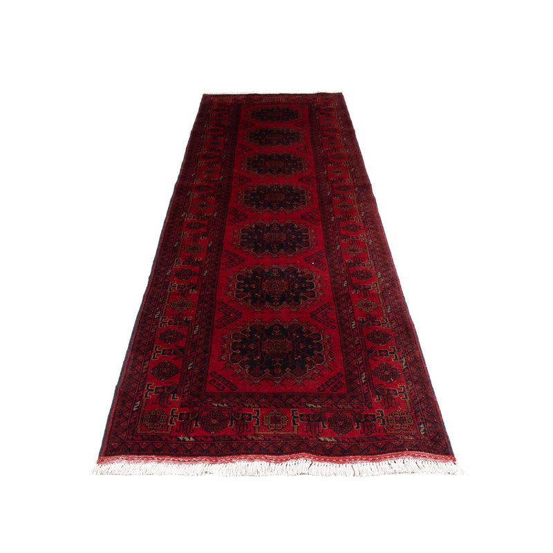Loper Afghaans tapijt - Kunduz - 295 x 82 cm - donkerrood