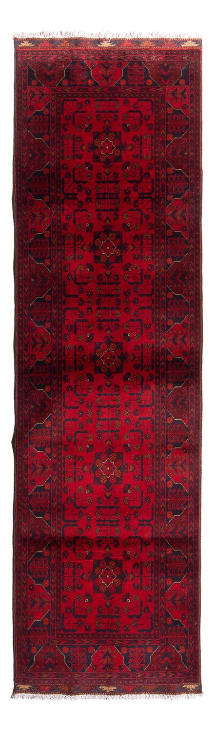 Loper Afghaans tapijt - Kunduz - 299 x 82 cm - donkerrood