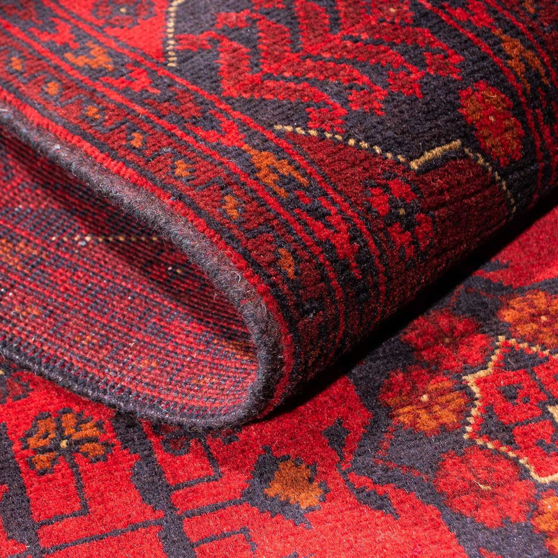 Loper Afghaans tapijt - Kunduz - 299 x 82 cm - donkerrood