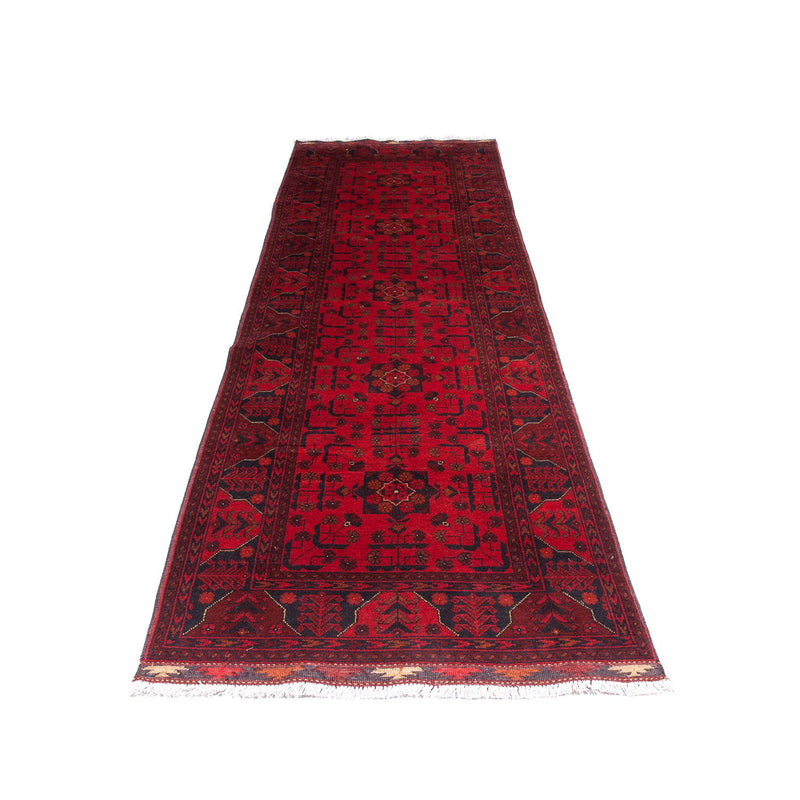 Loper Afghaans tapijt - Kunduz - 299 x 82 cm - donkerrood