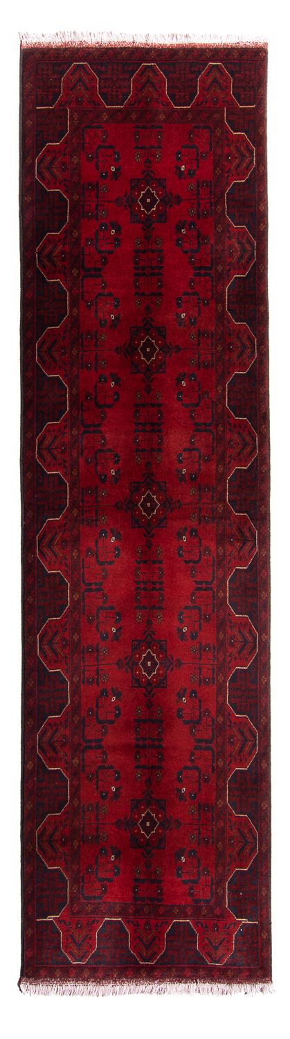 Loper Afghaans tapijt - Kunduz - 298 x 82 cm - donkerrood