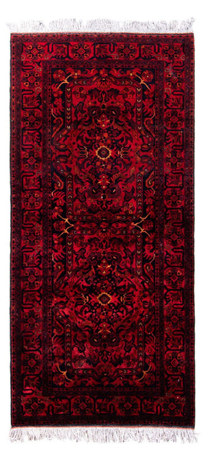 Afghaans tapijt - Kunduz - 203 x 102 cm - donkerrood