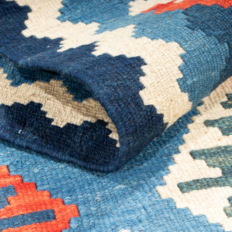 Loper Kelim tapijt - Oosters - 204 x 62 cm - blauw