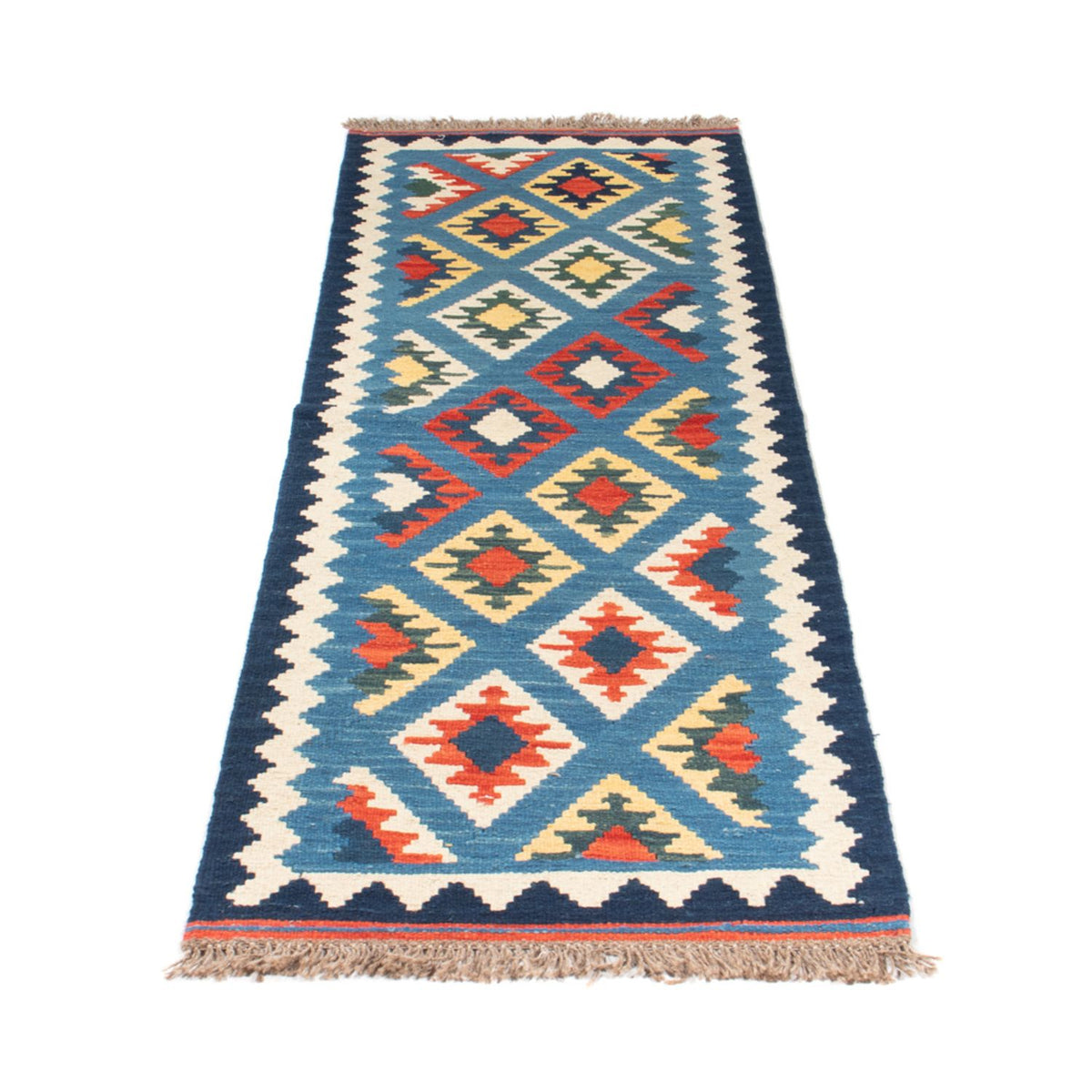 Loper Kelim tapijt - Oosters - 204 x 62 cm - blauw
