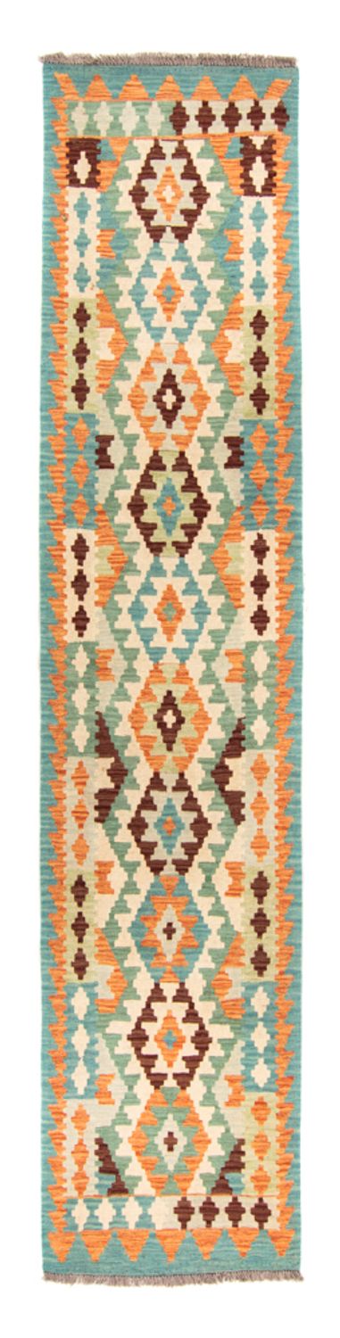 Loper Kelim tapijt - Splash - 304 x 75 cm - veelkleurig