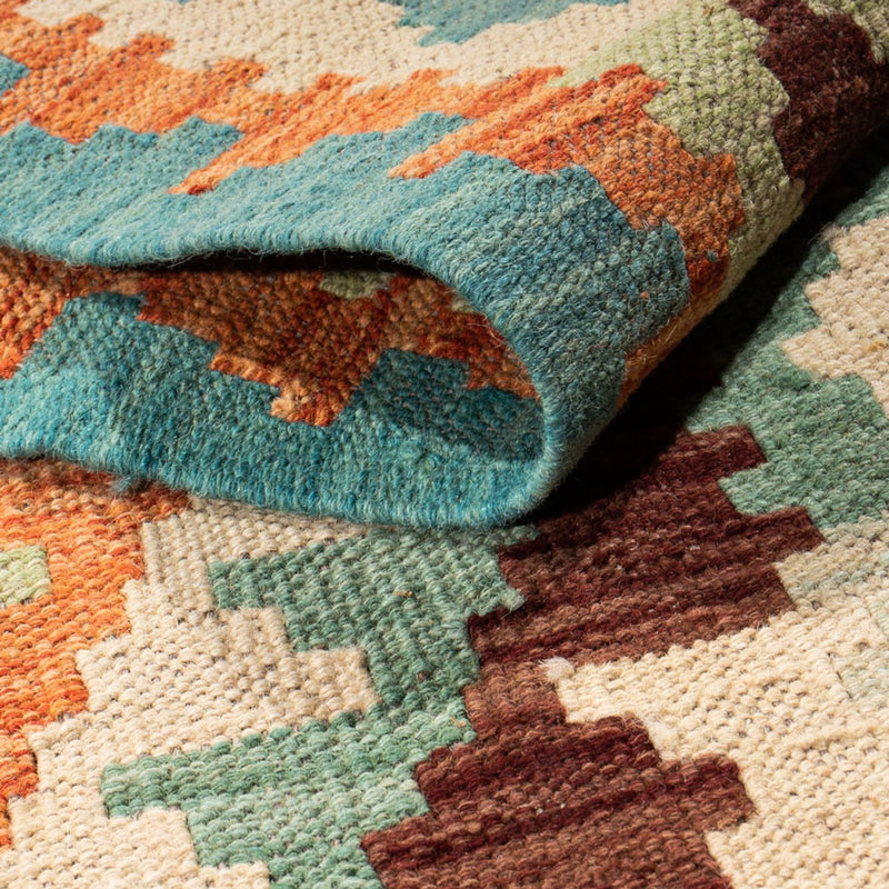 Loper Kelim tapijt - Splash - 304 x 75 cm - veelkleurig