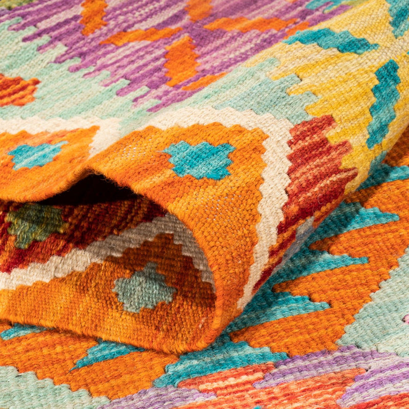 Loper Kelim tapijt - Splash - 210 x 83 cm - veelkleurig