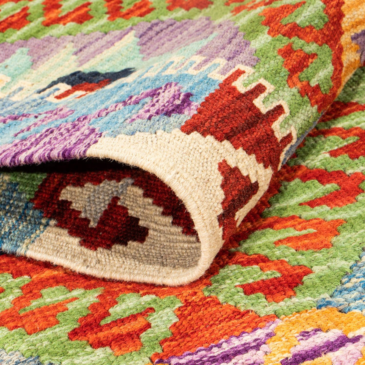 Loper Kelim tapijt - Splash - 204 x 79 cm - veelkleurig