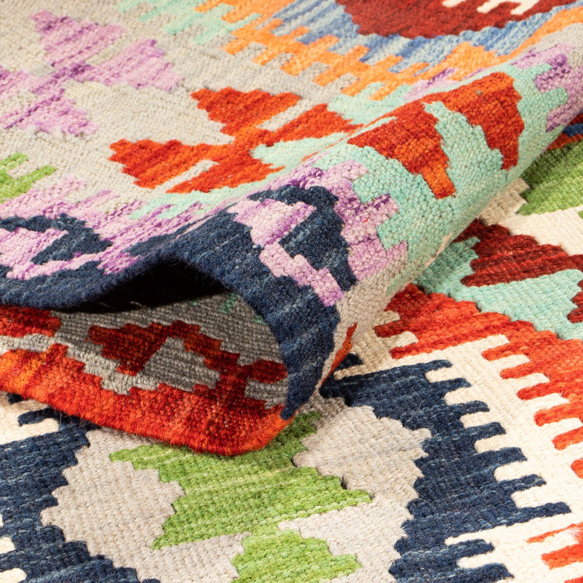 Loper Kelim tapijt - Splash - 208 x 86 cm - veelkleurig