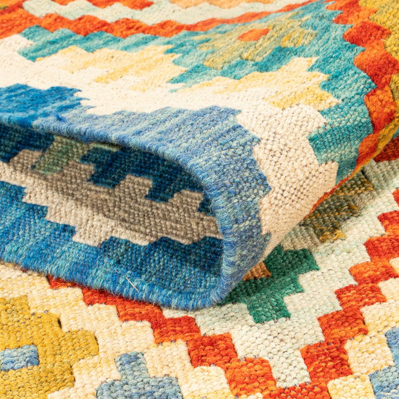 Loper Kelim tapijt - Splash - 297 x 80 cm - veelkleurig