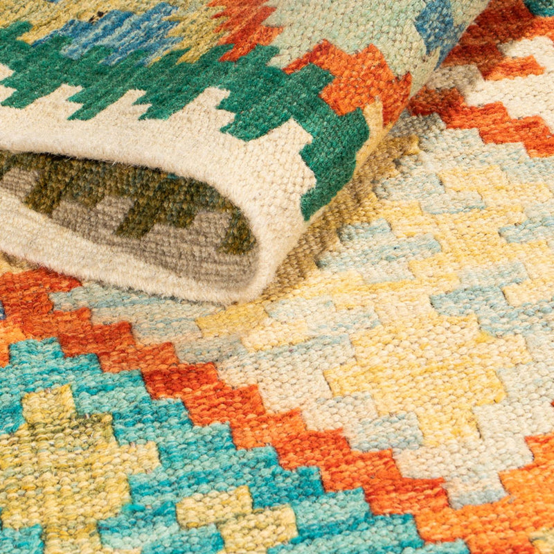 Loper Kelim tapijt - Splash - 297 x 86 cm - veelkleurig
