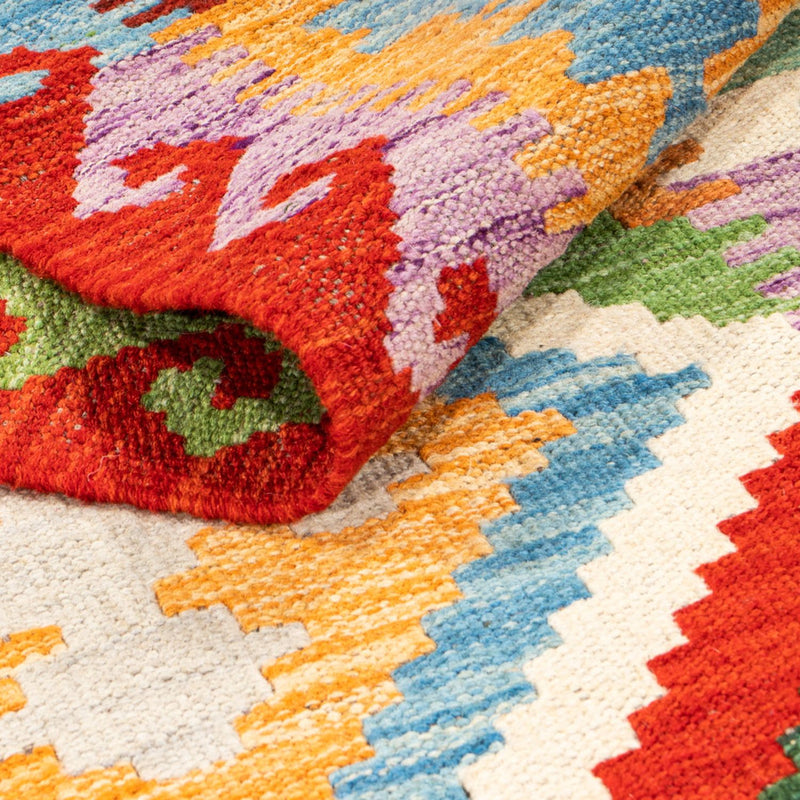 Loper Kelim tapijt - Splash - 292 x 80 cm - veelkleurig